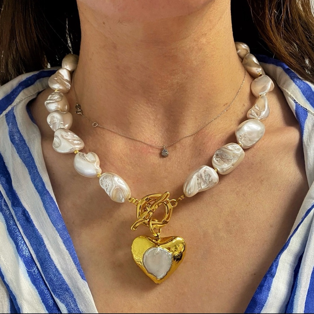 Grecmuse Pearl Statement Necklace